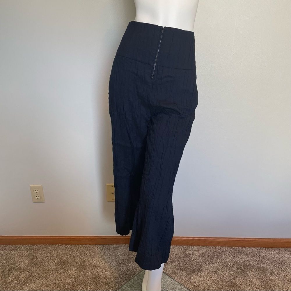 ZERO + MARIA CORNEJO- Navy High Rise Crinkle Pants Cotton/Silk Blend Size 4